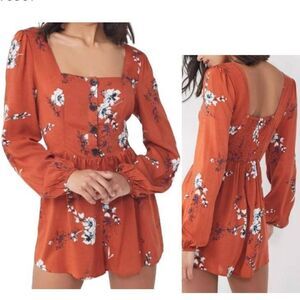 Urban outfitters Paulina orange floral jumpsuit medium